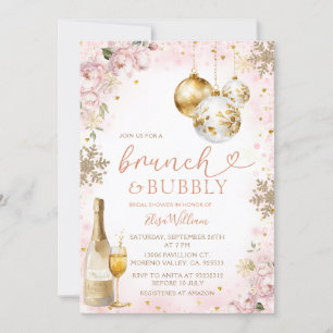 Invitación Brunch de invierno y ducha de novias de champán bu