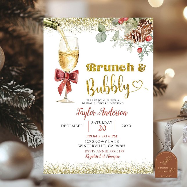 Invitación Brunch de invierno y ducha de novias de champán bu (Subido por el creador)