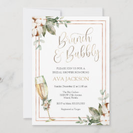 Invitación Brunch de invierno y ducha de novias de champán bu