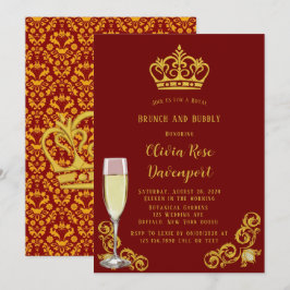 Invitación Brunch de la Corona Real Rojo y Oro