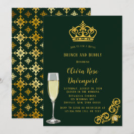 Invitación Brunch de la Corona Verde y Oro