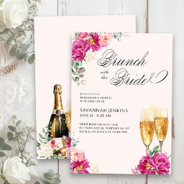 Invitación Brunch de la dama de honor con el champán rosa de