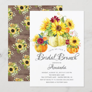 Invitación Brunch de la ducha nupcial de la calabaza del gira