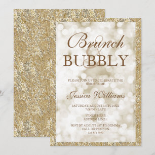 Invitación Brunch de las lentejuelas del oro y ducha nupcial