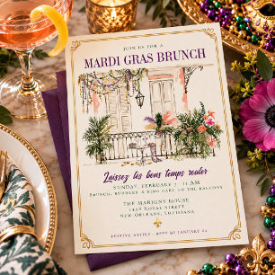 Invitación Brunch de Mardi Gras Balcón de Nueva Orleans