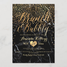 Invitación Brunch de mármol de PixDezines+Dorado azul/Faux