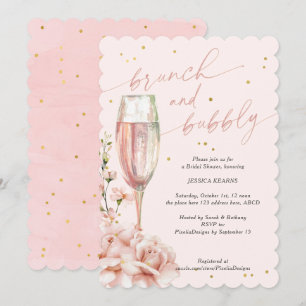Invitación brunch de moda floral de Rubor e imán de champán b