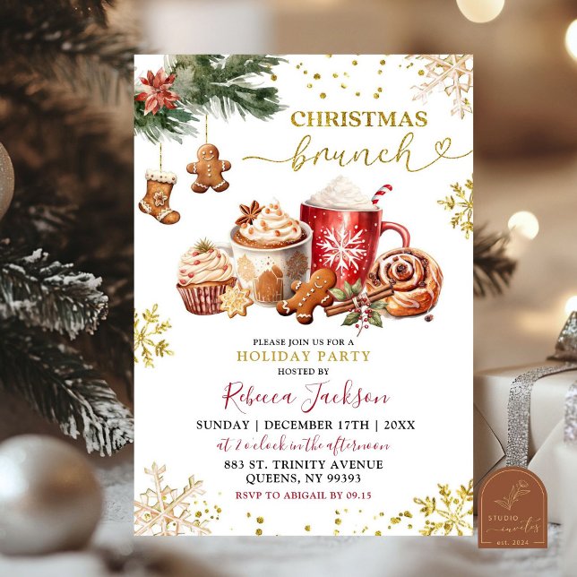 Invitación Brunch de Navidad con Chocolate Caliente y Galleta (Subido por el creador)