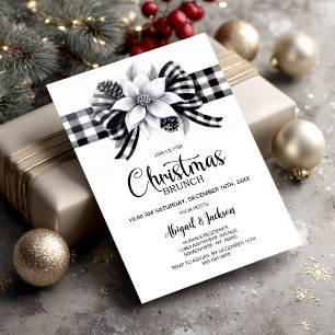 Invitación Brunch de Navidad con Cuadros de Búfalo
