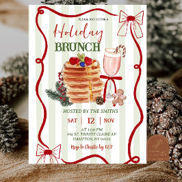 Invitación Brunch de Navidad con Rayas Verde Salvia