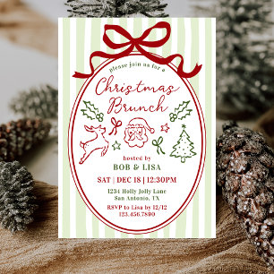 Invitación Brunch de Navidad con Santa Dibujado a Mano Coquet