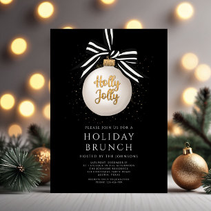 Invitación Brunch de Navidad Elegante Burbuja Negra
