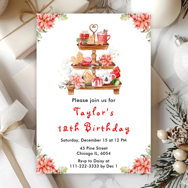 Invitación Brunch de Navidad Fiesta de Cumpleaños Rojo (Subido por el creador)