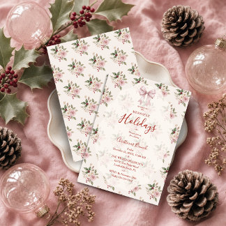 Invitación Brunch de Navidad Romántico Coquette Florales TMF2