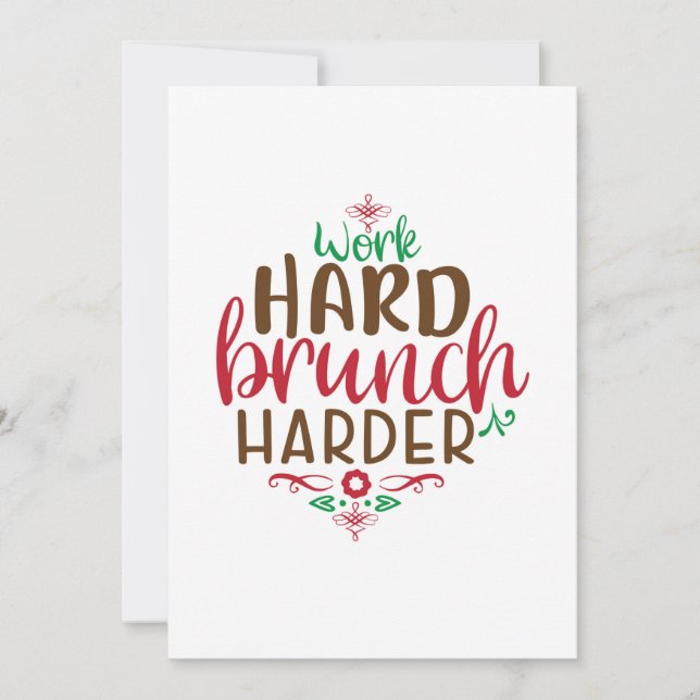 Invitación Brunch de Navidad trabajar duro brunch más duro (Anverso)