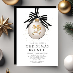 Invitación Brunch De Navidades De Oro Blanco Y Negro Festivid