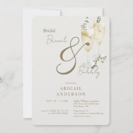 Invitación Brunch de novia beige y ducha de burbujas