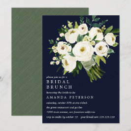 Invitación Brunch de novia Boda de Bouquet azul en Bloom blan