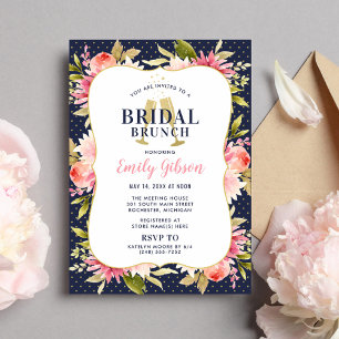 Invitación Brunch de novia Boda de la Marina Floral de Rubor