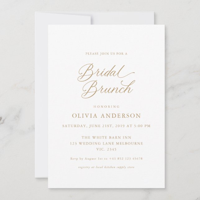 Invitación Brunch de novia con estilo de escritura moderna de (Anverso)