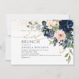 Invitación Brunch de novia con flores de color azul de la mar