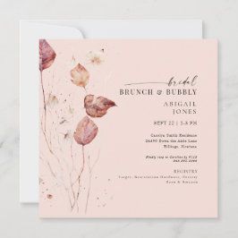 Invitación Brunch de novia en Rubor cuadrado y ducha de burbu