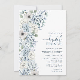 Invitación Brunch de novia floral azul