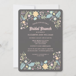 Invitación Brunch de novia floral gris Rubor rosa moderno ros