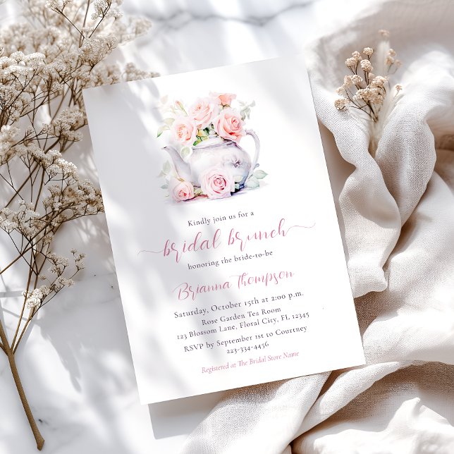 Invitación Brunch de novia floral rosa de Rubor (Subido por el creador)