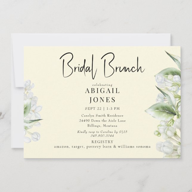 Invitación Brunch de novias amarillo blanco Hydrangeas (Anverso)