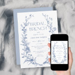 Invitación Brunch de novias azules de tela francesa<br><div class="desc">Invitación de brunch de novias azules de tela francesa | Chinoiserie Algo Azul antes de las invitaciones a la ducha de novia</div>