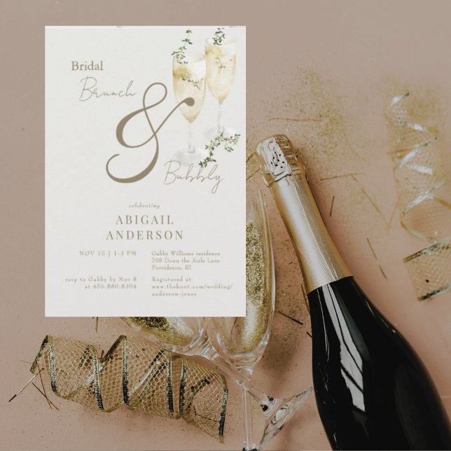Invitación Brunch de novias beige y ducha de burbujas II (Subido por el creador)