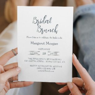 Invitación Brunch de novias blanco sencillo y elegante