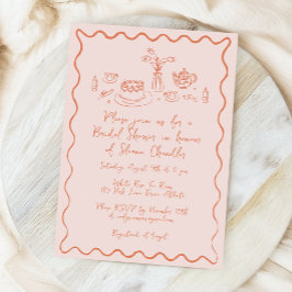 Invitación Brunch de novias con comida y bebida a mano