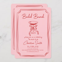 Brunch de novias con escritura divertida roja rosa