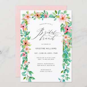 Invitación Brunch de novias con escritura moderna con flores 