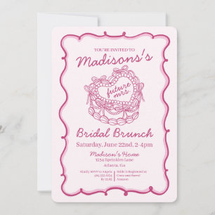 Invitación Brunch de novias con torta de coqueta de coqueta r