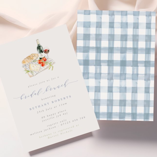 Invitación Brunch de novias con vino y queso moderno (Subido por el creador)