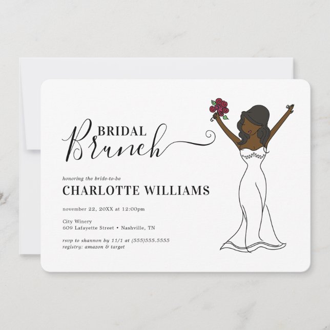 Invitación Brunch de novias de Avatar Personalizable| Cabello (Anverso)