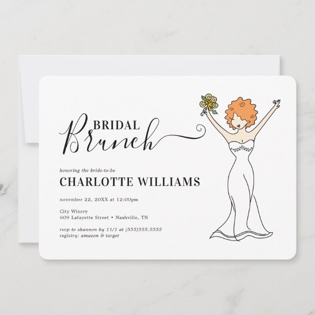 Invitación Brunch de novias de Avatar Personalizable| Cabello (Anverso)