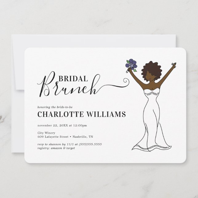 Invitación Brunch de novias de Avatar Personalizable| Cabello (Anverso)