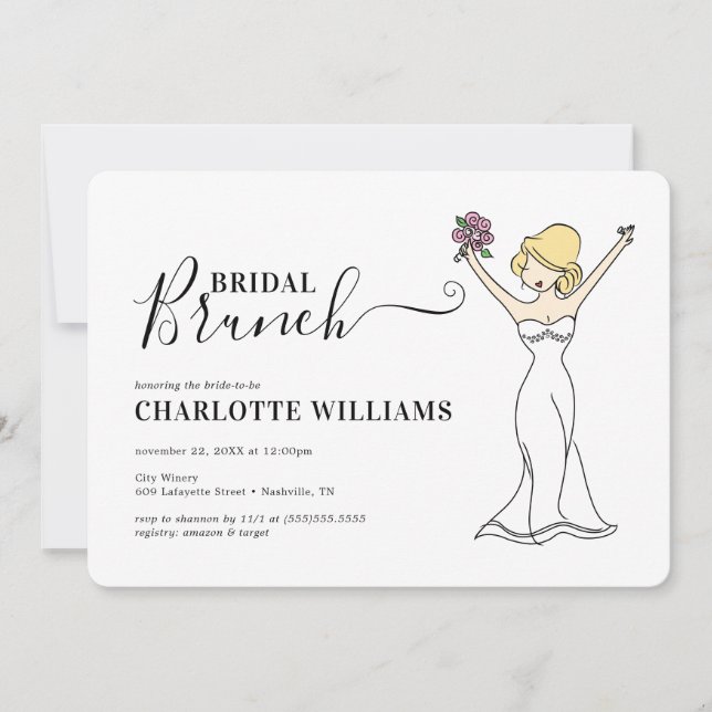 Invitación Brunch de novias de Avatar Personalizable| Pelo ar (Anverso)