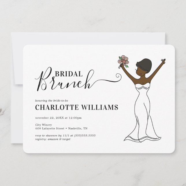 Invitación Brunch de novias de Avatar Personalizable| Pelo co (Anverso)