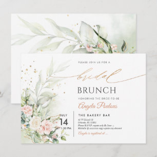 Invitación Brunch de novias de color Rubor Cream Rosas