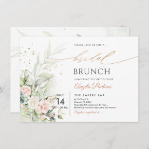 Invitación Brunch de novias de color Rubor Cream Rosas