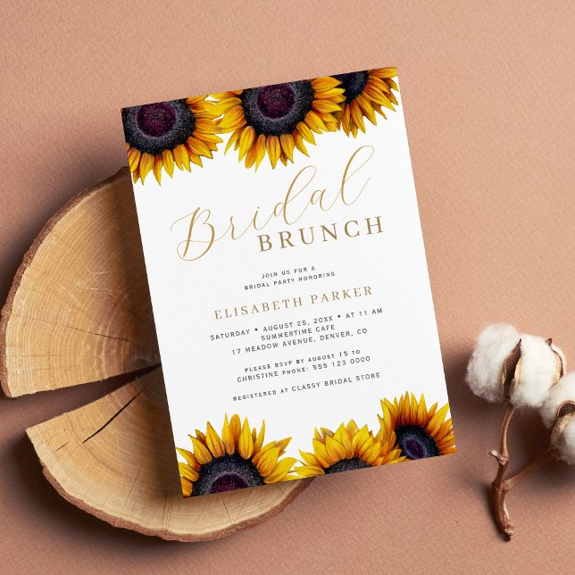 Invitación Brunch de novias de girasol moderno y ruso (Subido por el creador)