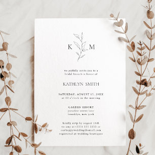 Invitación Brunch de novias de hojas de oliva con monograma m