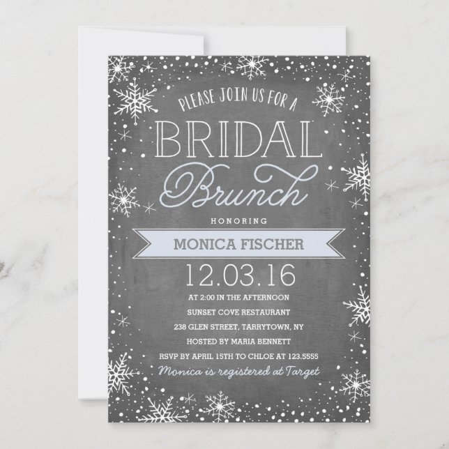 Invitación Brunch de novias de invierno (Anverso)