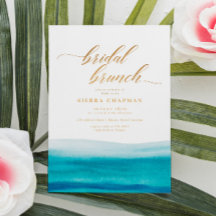 Brunch de novias de Ocean Watercolor Gold Script B