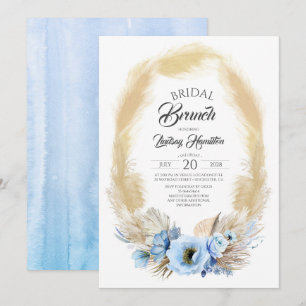 Invitación Brunch de novias de pampas Grass y Dusty Blue Flow